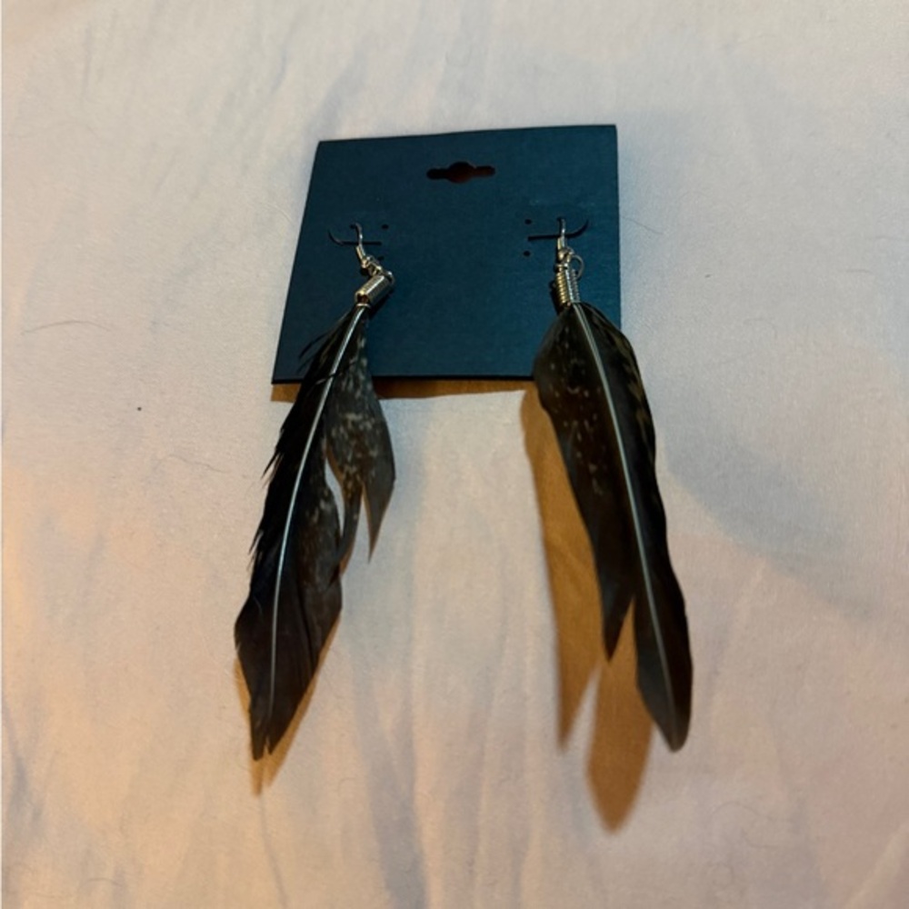 Feather Dangle Earrings NWT